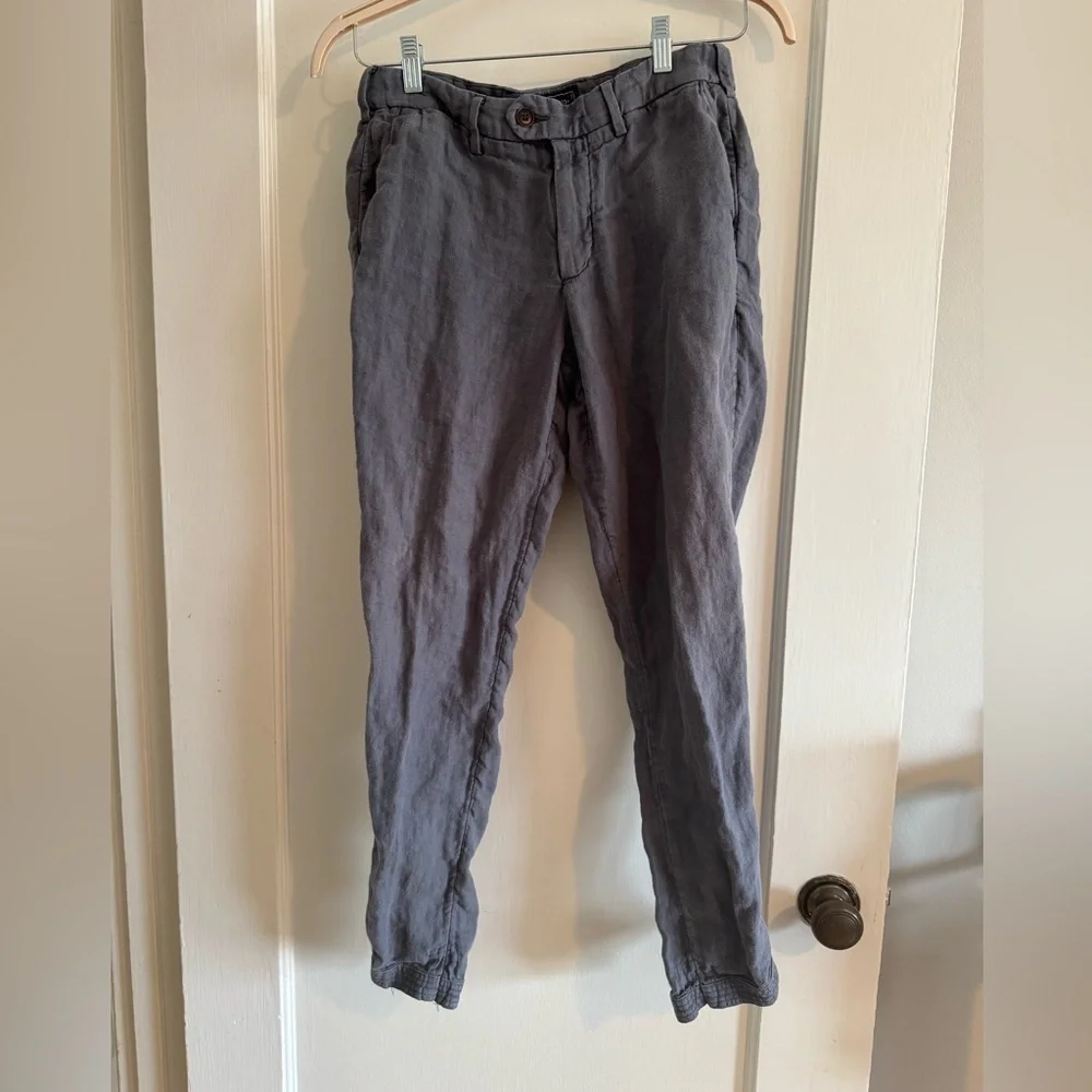 Abercrombie & Fitch Rustin Athletic Slim 100% Linen Pants Grey 30x30